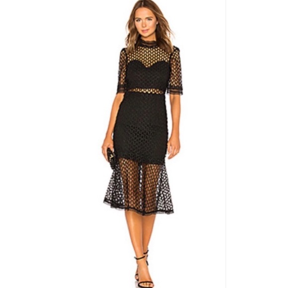 Bardot Fiona Fishnet Mid Length Cocktail Dress - Picture 1 of 6
